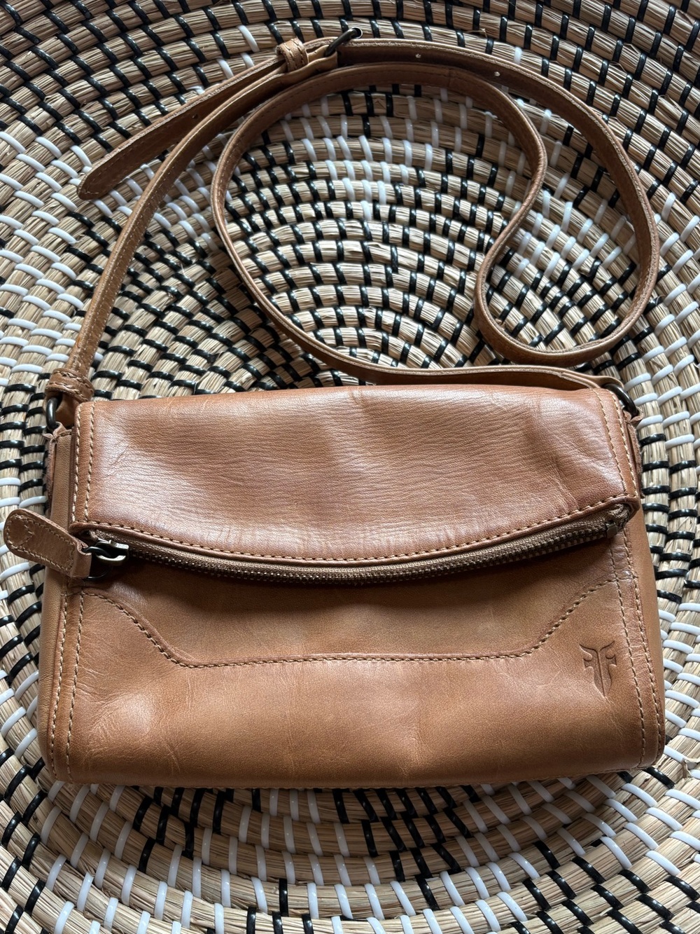 Frye Leather Fold-Over Flap Crossbody Bag